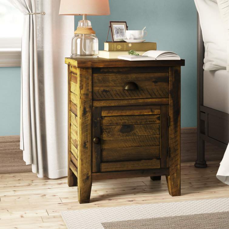 Dakota Oak Rustic Accent Table with Storage Drawer