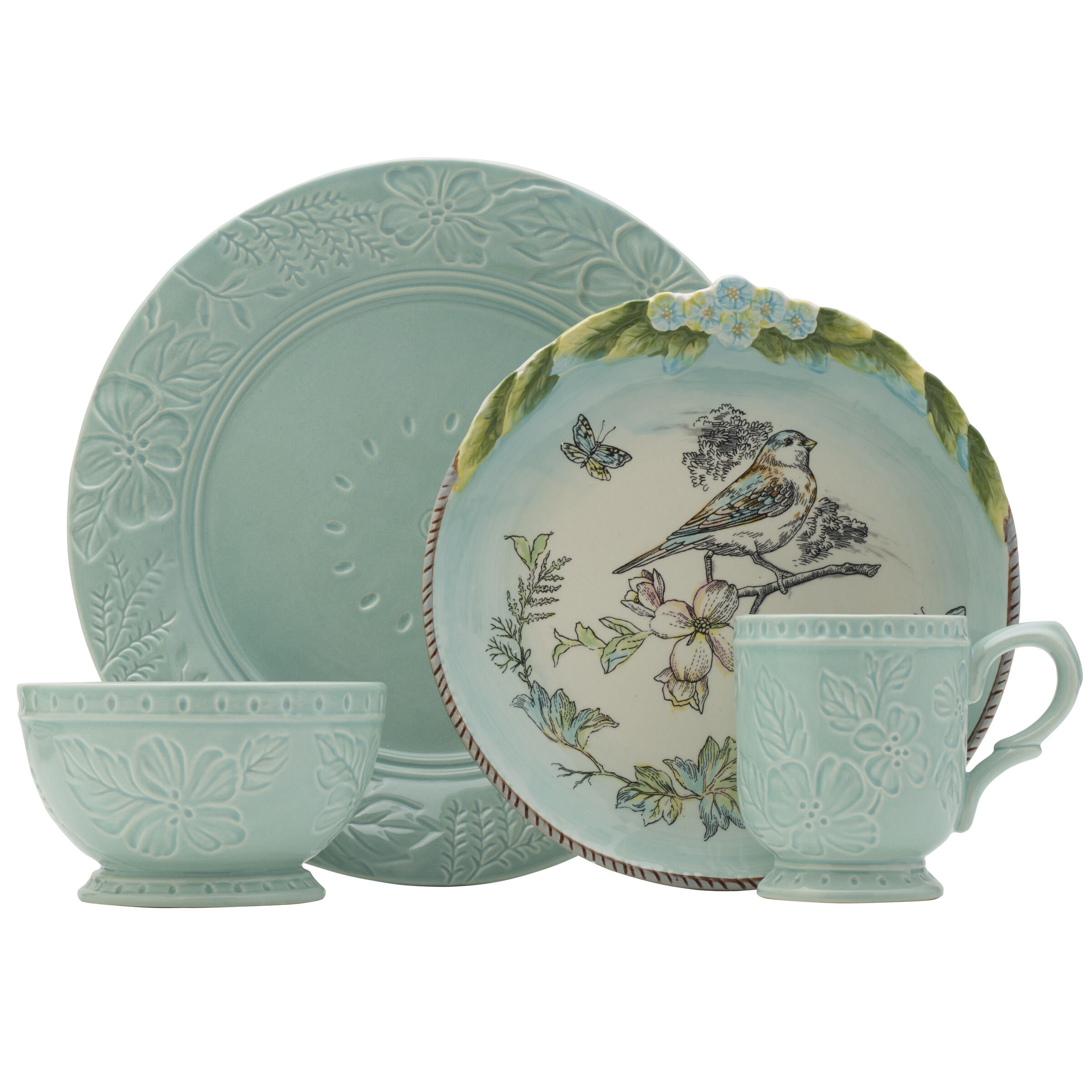 Fitz and Floyd Fitz & Floyd English Garden Bird 16 Piece Dinnerware Set