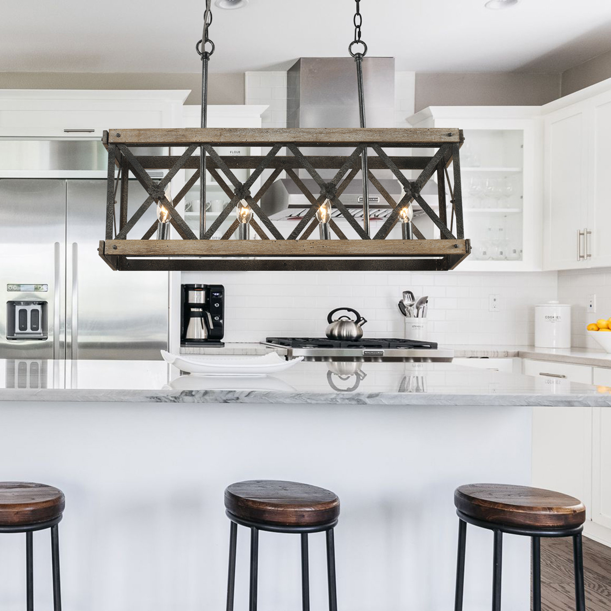 Gracie Oaks Rakeria 4 Light Kitchen Island Rectangle Chandelier Wayfair