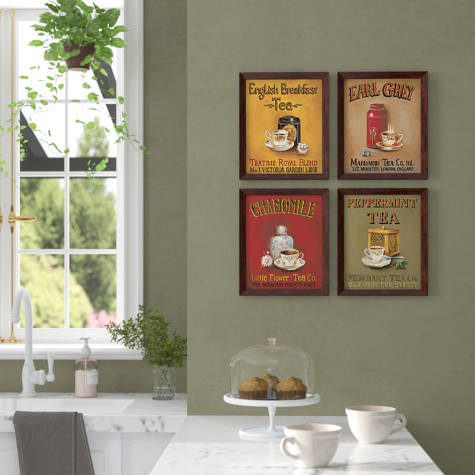 Tea Time Vintage Tea Signs; Earl Gray, English Breakfast, Chamomile And  Peppermint by Gregory Gorham   18 Piece Advertisements on Canvas