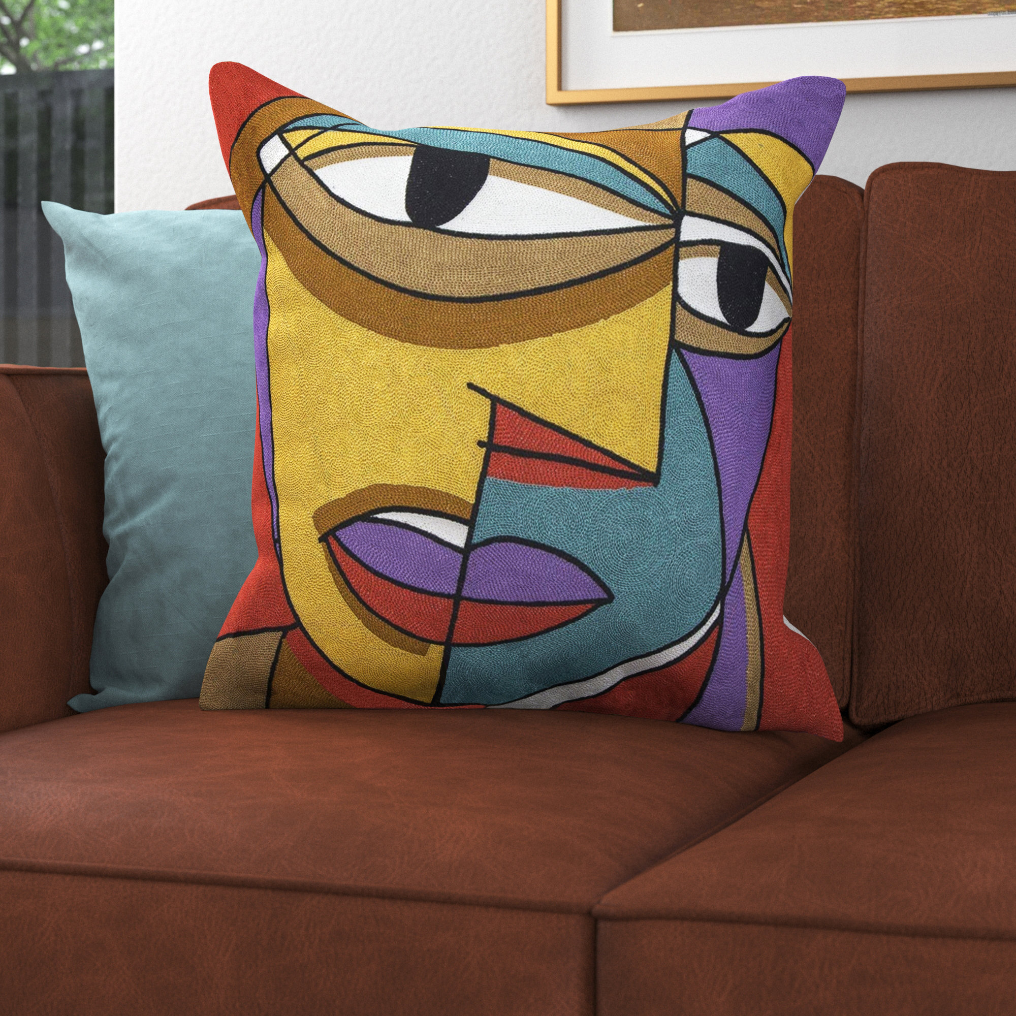 World Menagerie Calhoon Handmade Picasso Inspired Square Cotton Pillow