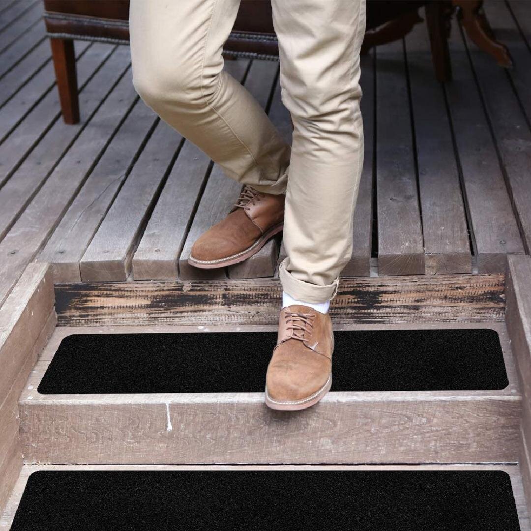 Anti-Slip Strips Pre cut Stair Treads Non-Slip Outdoor Grit Tape Black 10x Pack 