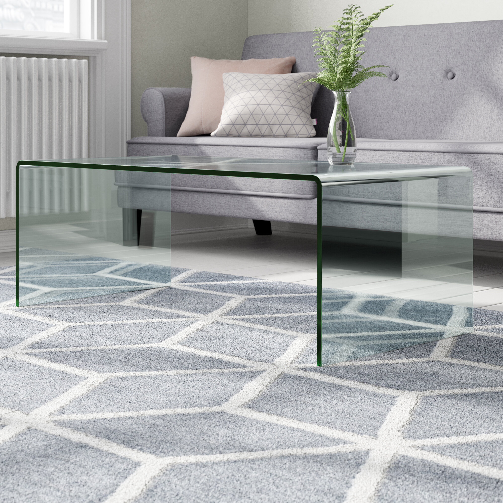 Location irregular Assassinate Metro Lane Curved Clear Glass Coffee Table & Reviews | Wayfair.ie