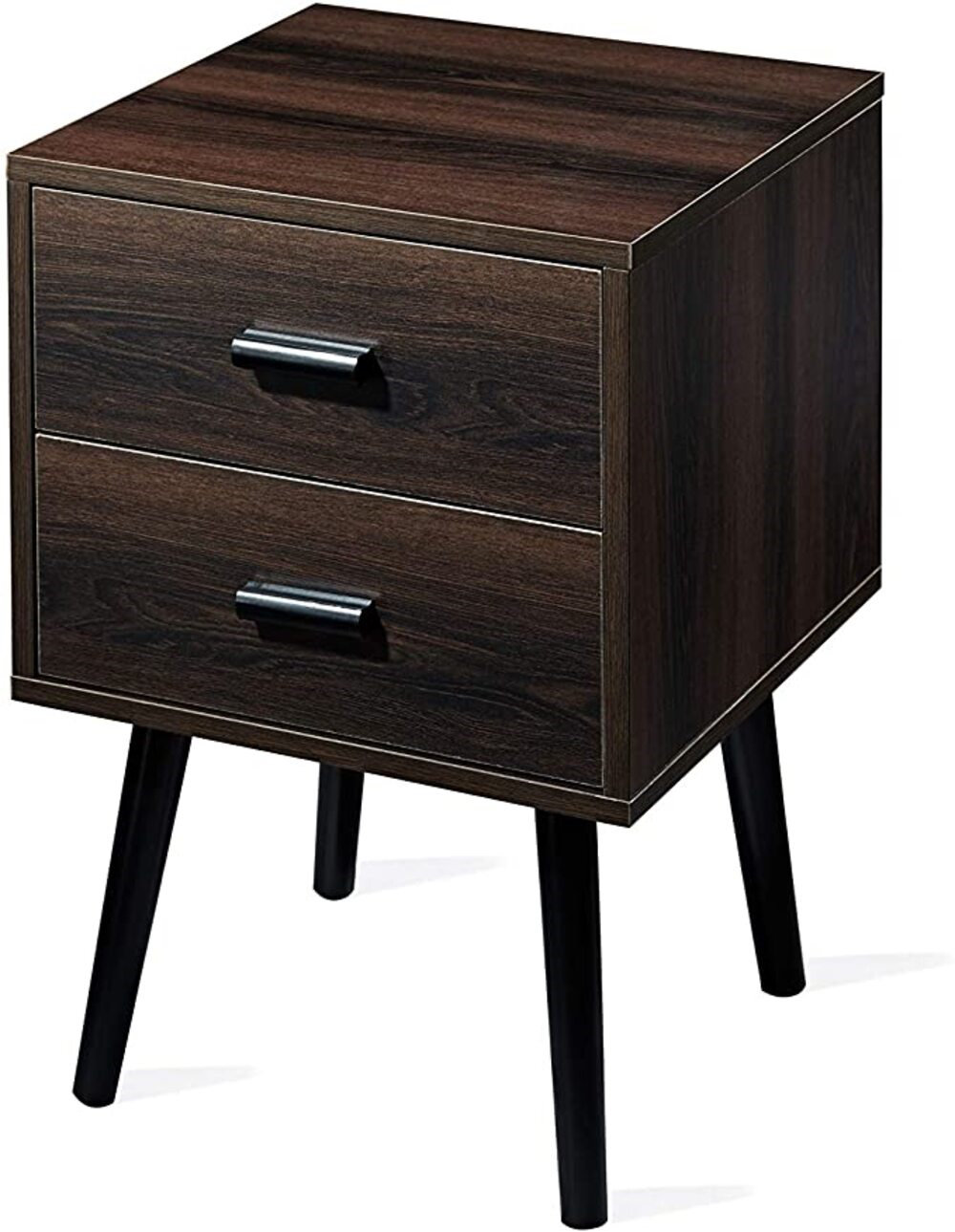 Corrigan Studio® Dark Brown Bedside Table With 2 Drawers And Stable
