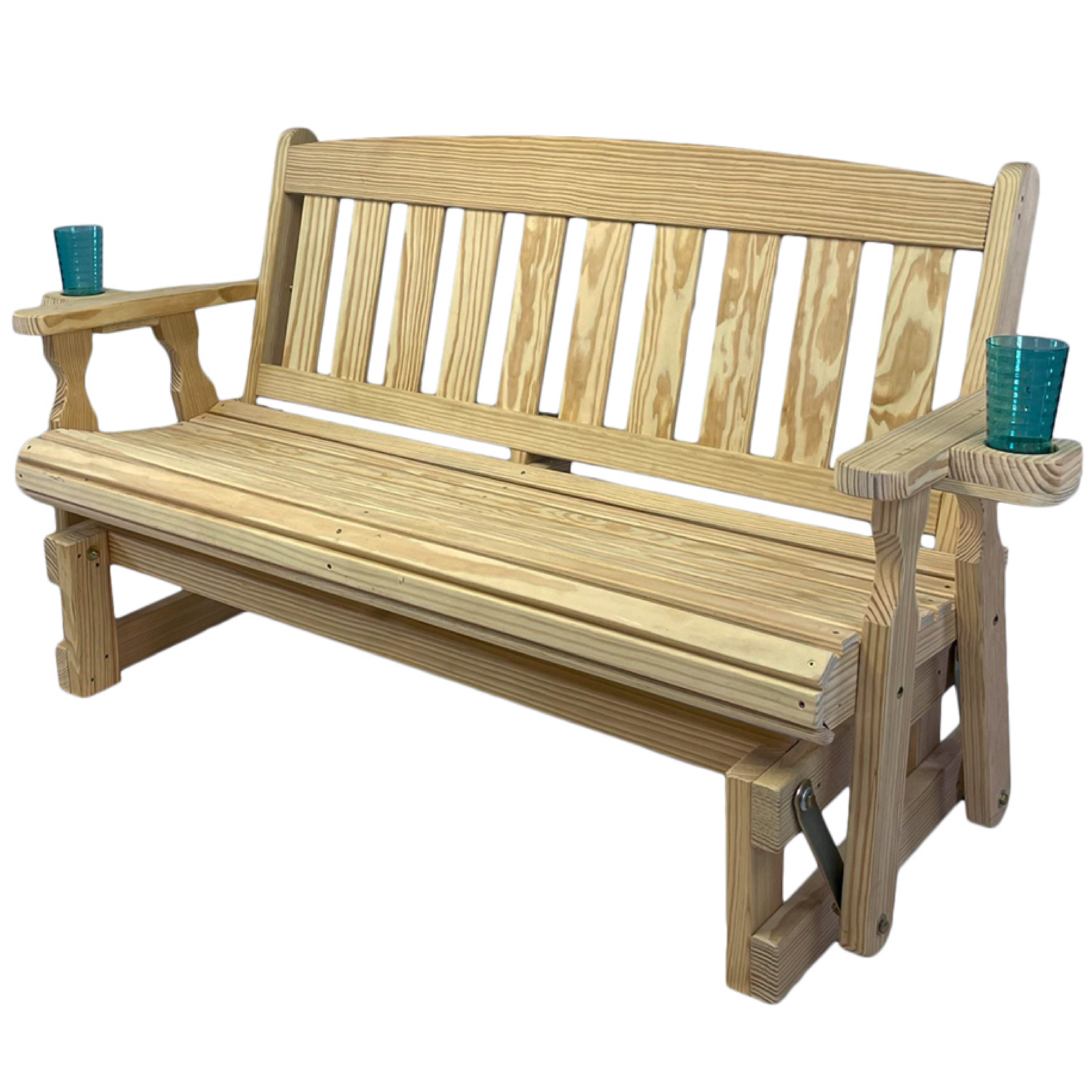 Amish Casual Outdoor Gliding Solid Wood Bench | Wayfair