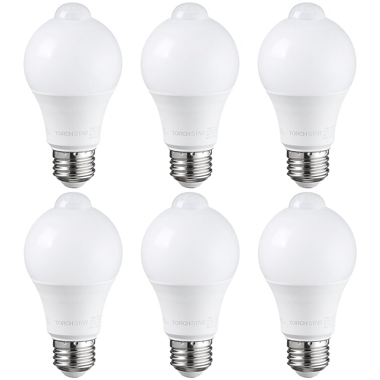 2Pc Motion Sensor Light Bulb 12W E26 6000K A60 PIR LED Bulb White Smart Bulb New 