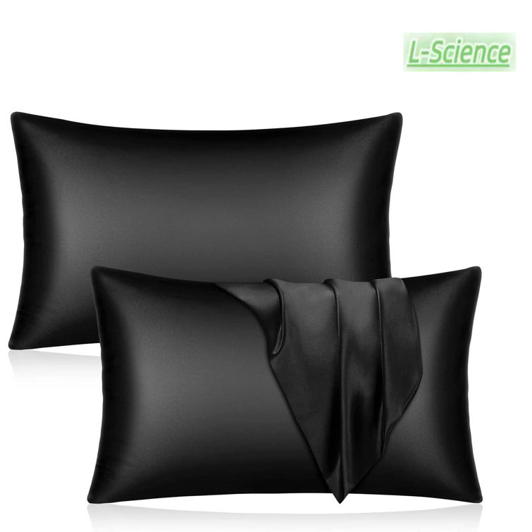 L-Science Silk Satin Pillowcase For Hair And Skin, Black Standard Size  Pillowcase Set Of 2, Soft Silky Pillow Cases With Envelope Closure | Wayfair