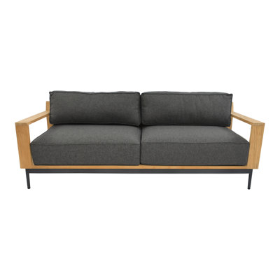 83" Wide Outdoor Teak Patio Sofa with Cushions