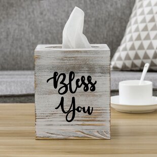 Light Grey Wooden House Tissue Box Cover Shabby Chic Hearts Storage Home Decor 