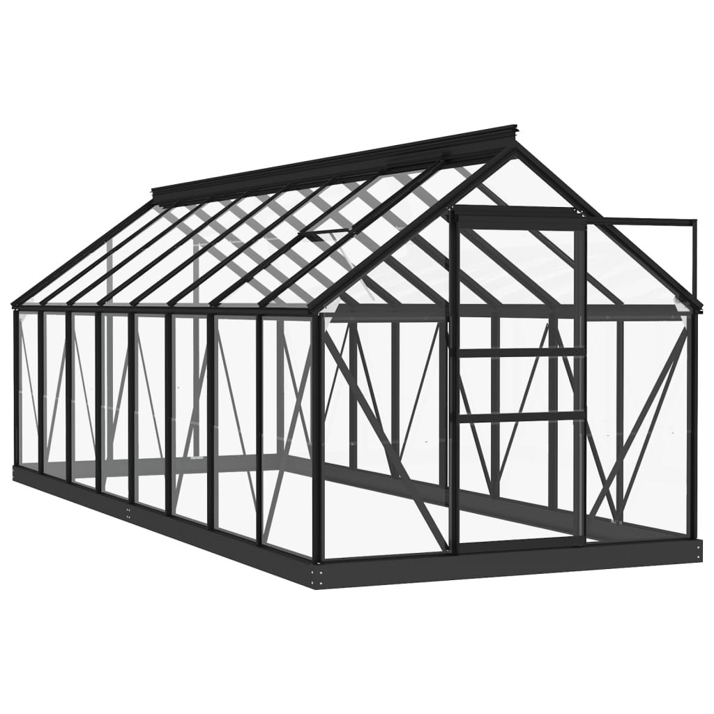 AOQJ Vidaxl Glass Greenhouse Anthracite 61"X155.7"X75.2" Aluminum Wayfair