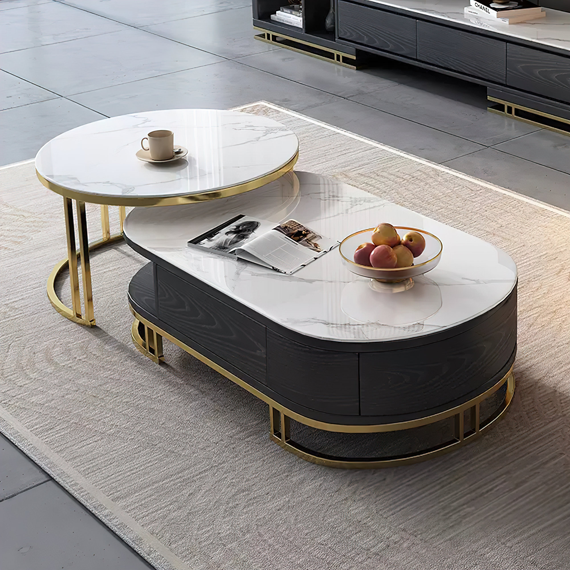 Everly Quinn Collette Extendable Frame 2 Nesting Tables Coffee Table