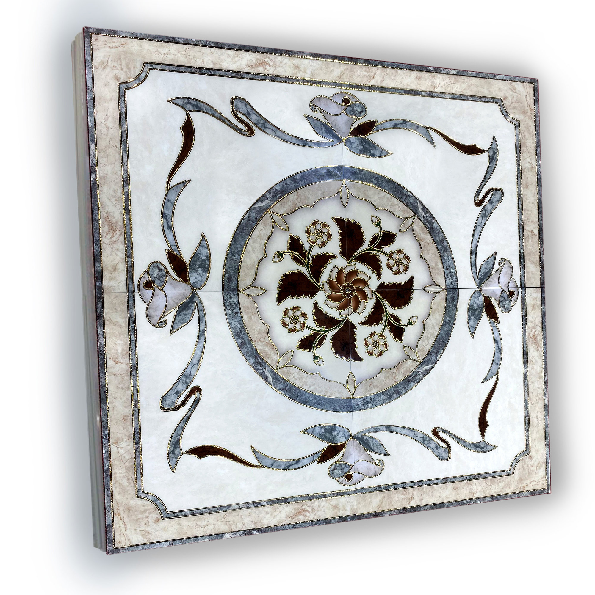 KruggReflectionsUSA Harriao 48" x 48" Straight Edge Porcelain Mosaic ...