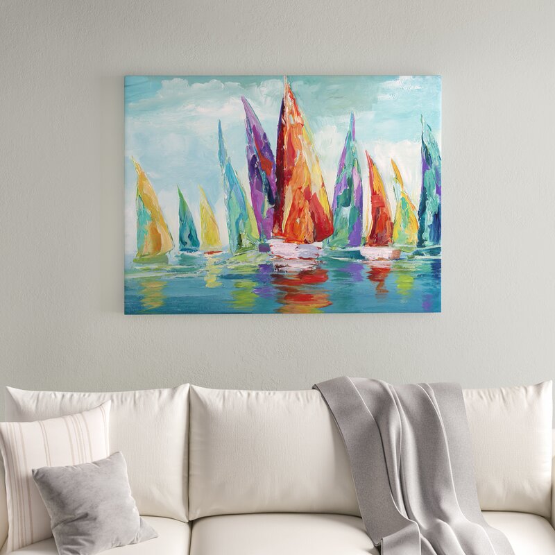 Fine Day Sailing I - Picture Frame Print on Canvas