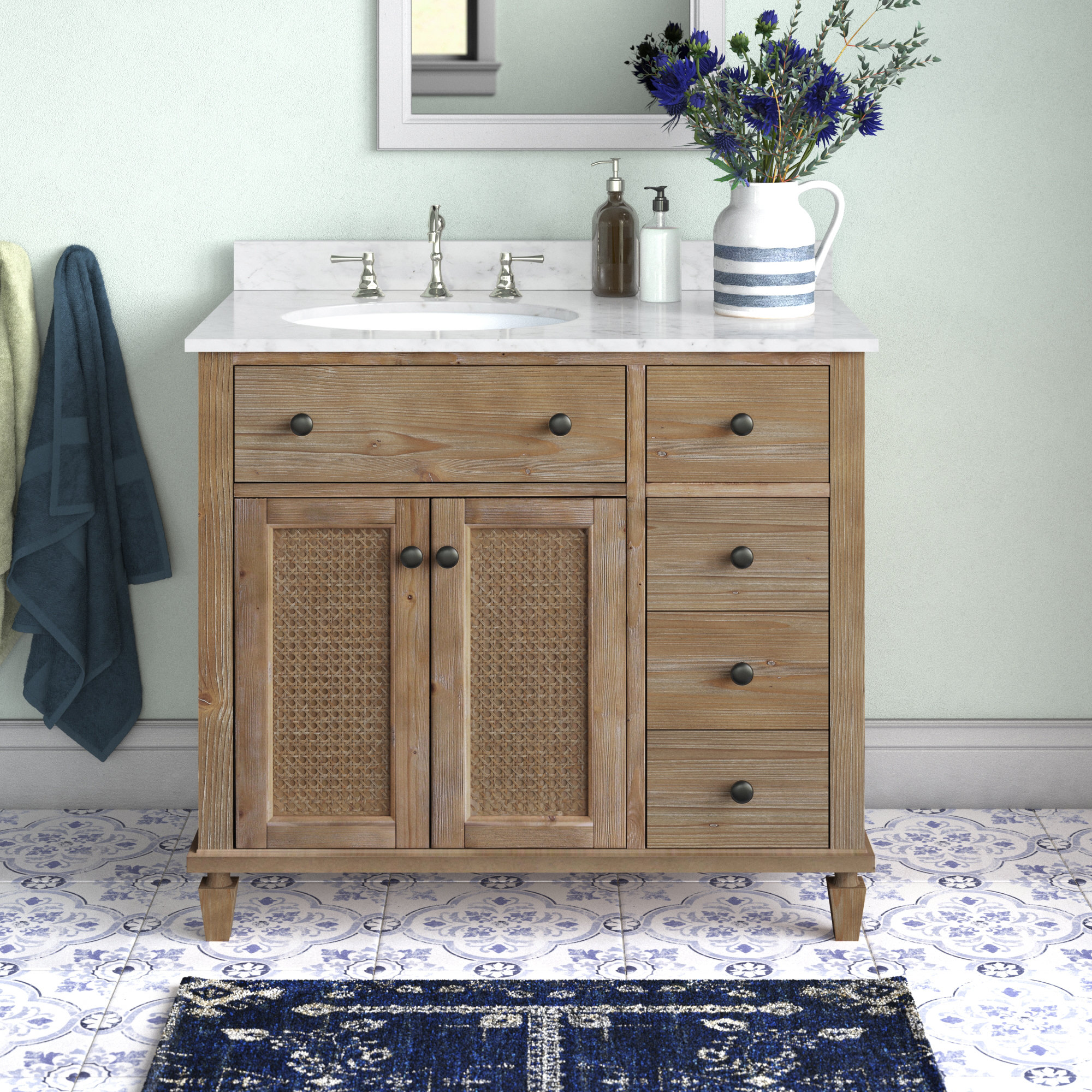 Lark Manor Adn 36'' Free-standing Single Bathroom Vanity with Carrara ...