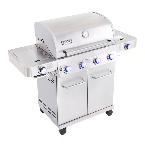 Monument Grills 4-Burner Propane Gas Grill LED Controls Side & Side Sear Burners-24367 Stainless 