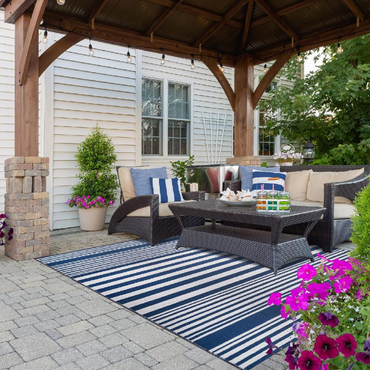 Breakwater Bay Manel Flatweave Navy Blue Indoor/Outdoor Rug | Wayfair