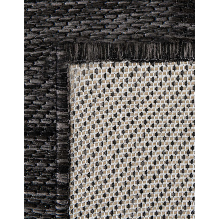 Unique Loom Black/White Indoor/Outdoor Rug | Wayfair