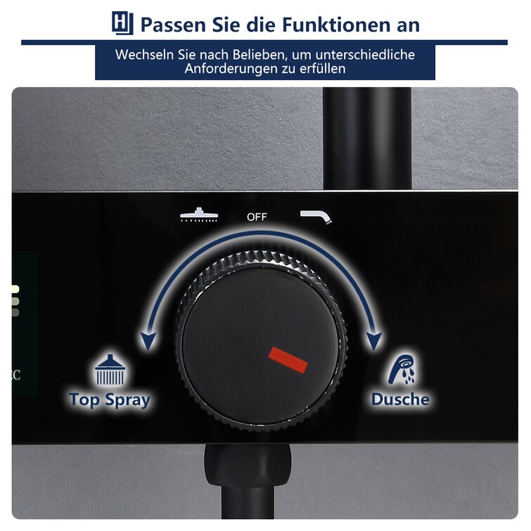 16 Zoll Schwarz Badezimmer Duscharmatur 3 Funktionen Digital Duscharmatu DHL 