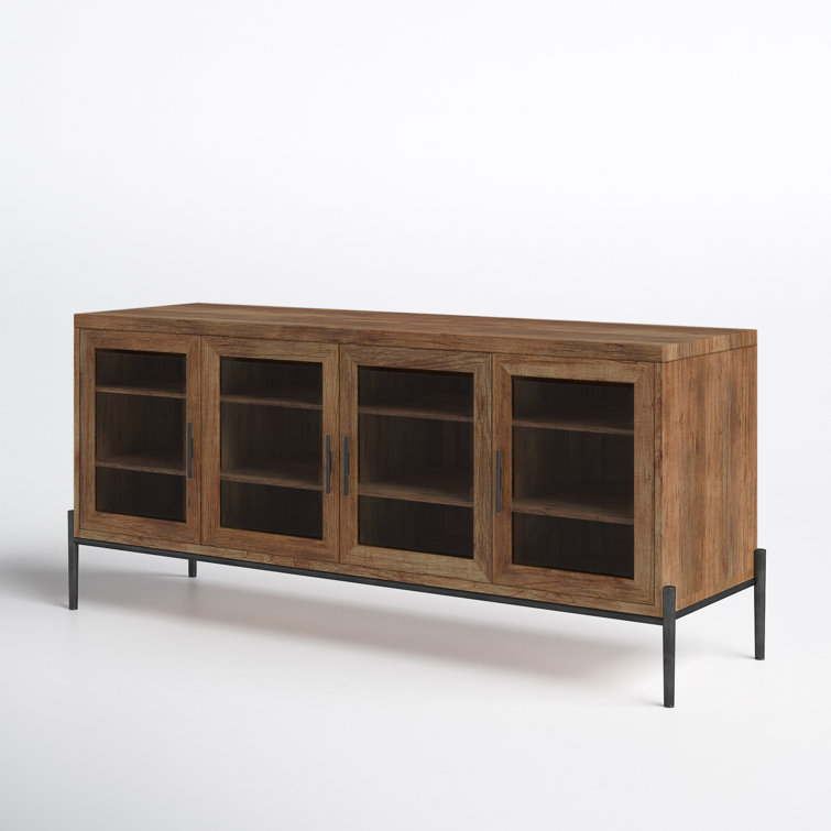 Bedford Transitional Brown Mango Solid Entertainment Console with Glass Doors