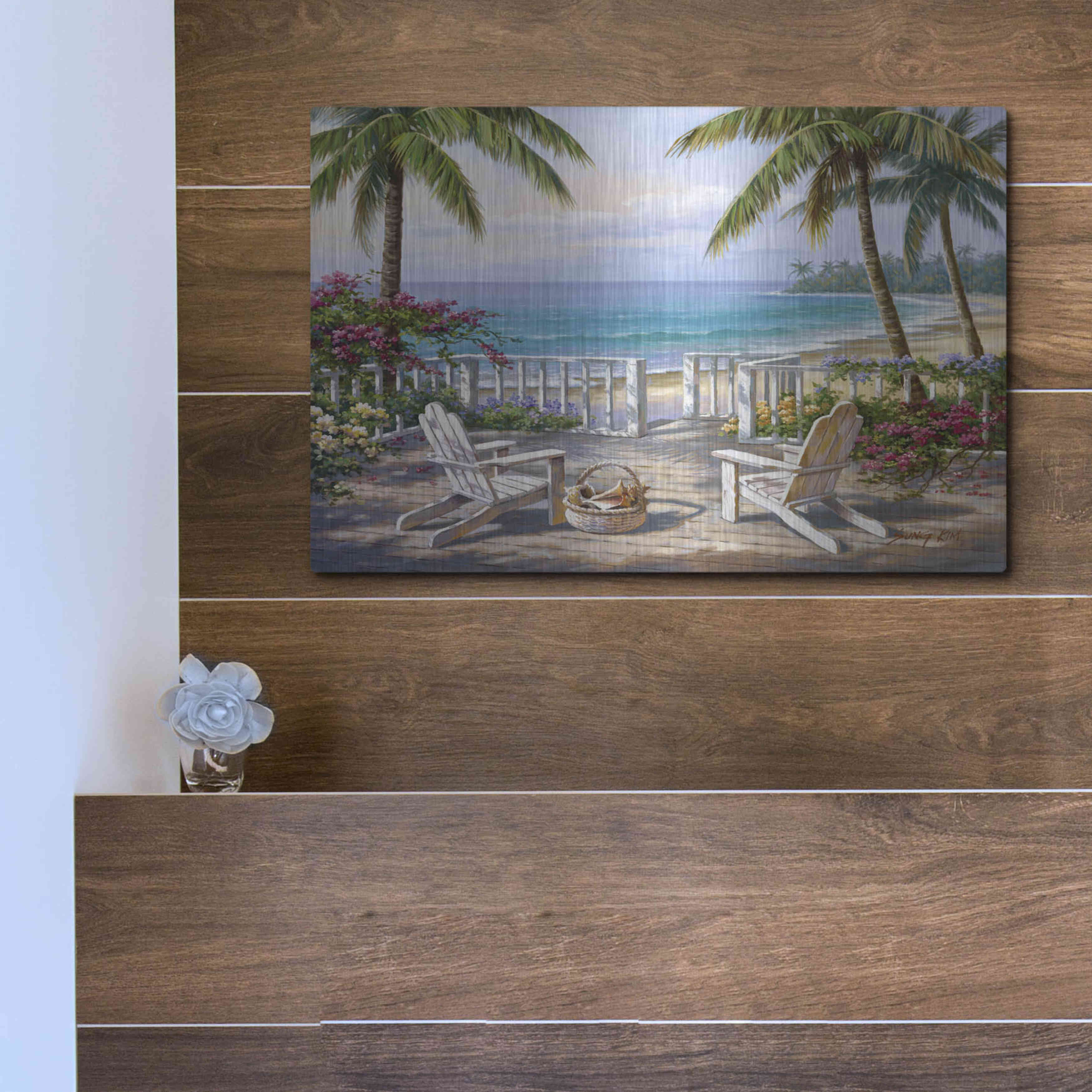 Bay Isle Home Luxe Metal Art 'Coastal View' By Sung Kim, Metal W