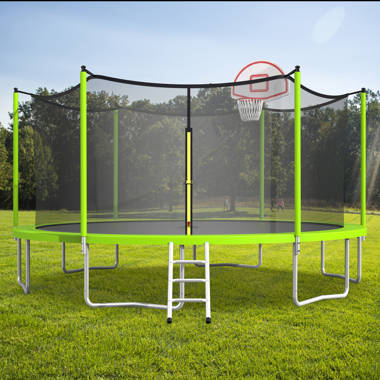 Recreational Tranpoline for Backyard Happy Family Time 1500LBS 16FT Tranpoline for Adults/Kids Outdoor Tranpoline with Safety Enclosure Net 108 Springs and Ladder Basketball Hoop 