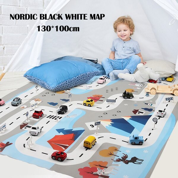 Offeir Kids Play Mat City Road Buildings Parking Map Game Educational Toys Baby Gyms & Playmats 