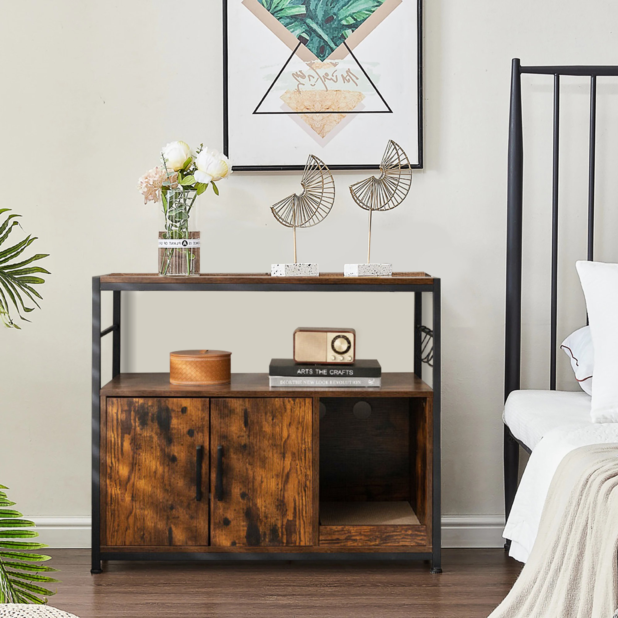 Tucker Murphy Pet™ Wooden Cat Box With With Metal Frame And