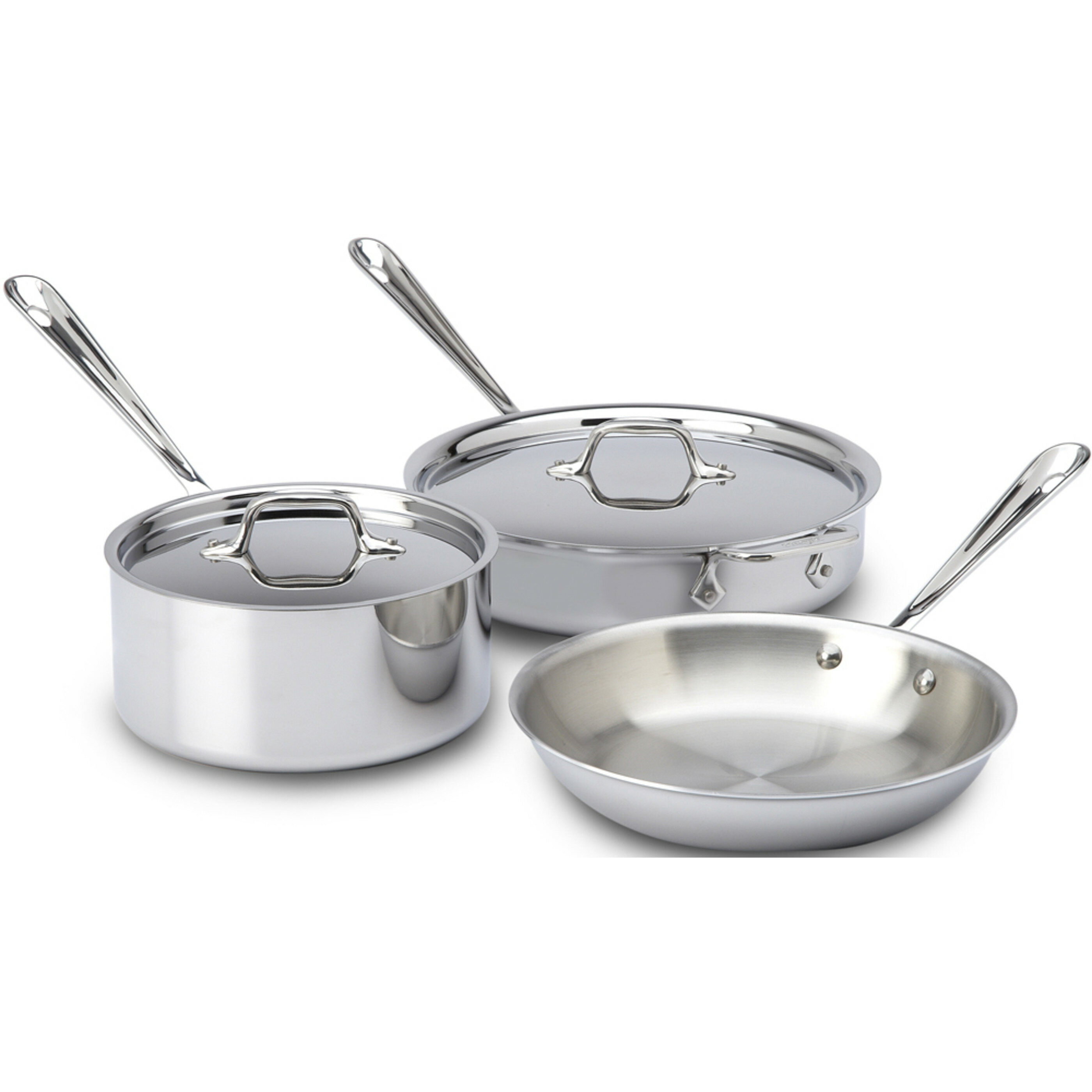 All-Clad D3 3-Ply  10 and 12 inch Fry pan Set with lids 
