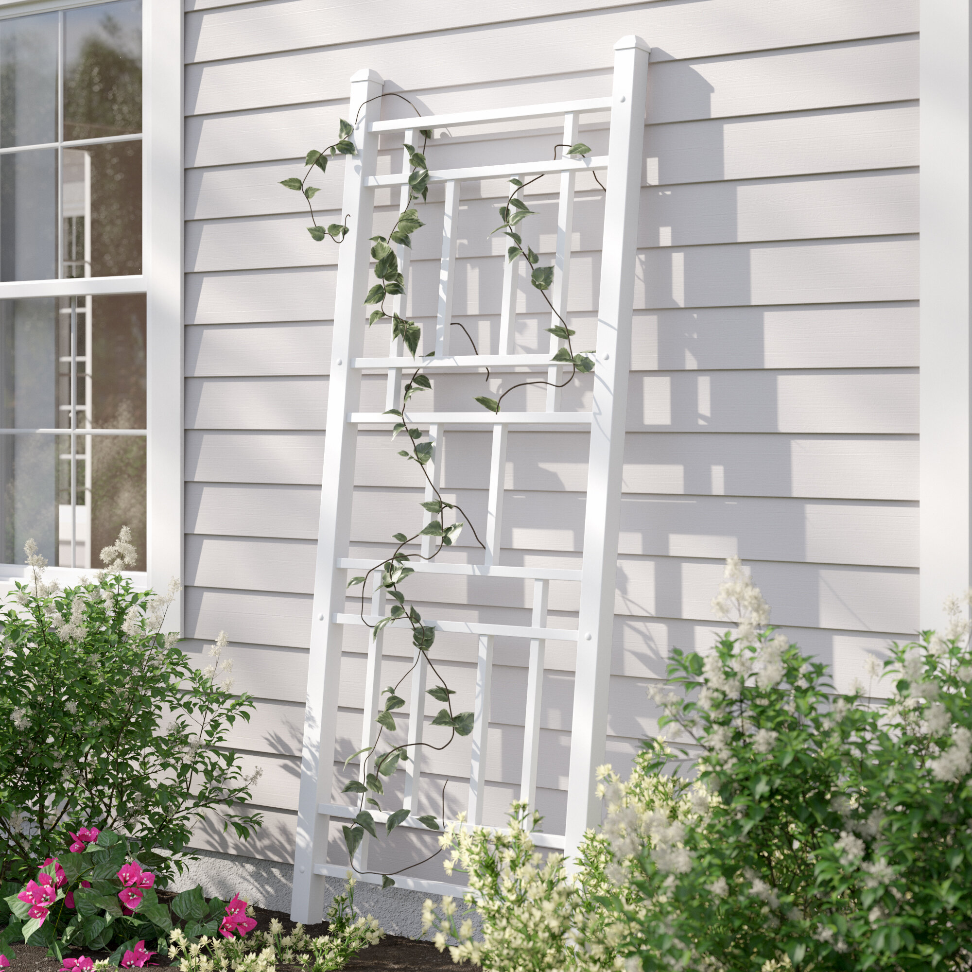 White Vinyl PVC Decorative Outdoor Decor Patio Yard Plant Support Garden Trellis 