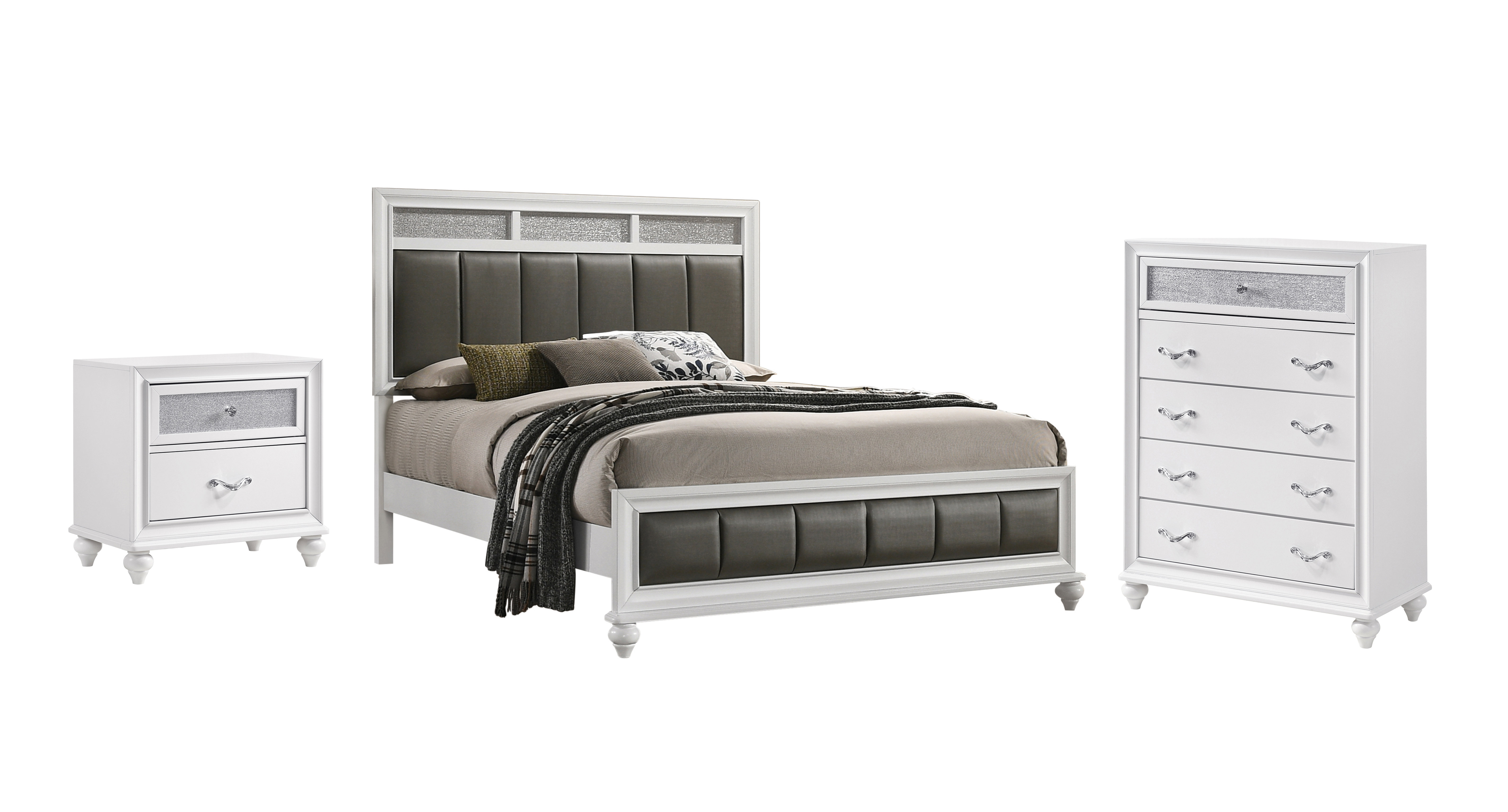CDecor Home Furnishings Halifax White 3Piece Bedroom Set with Chest