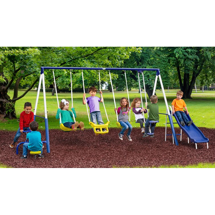 Outdoor Swing Set Playground Kids Kid Play Swingset Playset 5 FT Slide Backyard 