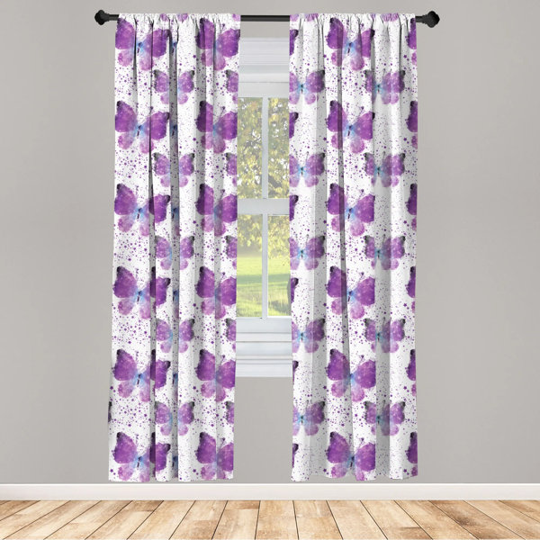 Pink Butterfly Flower Kitchen Curtains 2 Panel Set Decor Window Drapes 55 X 39" 