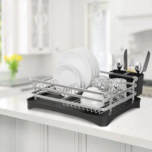 Large Dish Drainer Rack Tray Utensil Cutlery Kitchen Plate Holder Plastic UK 