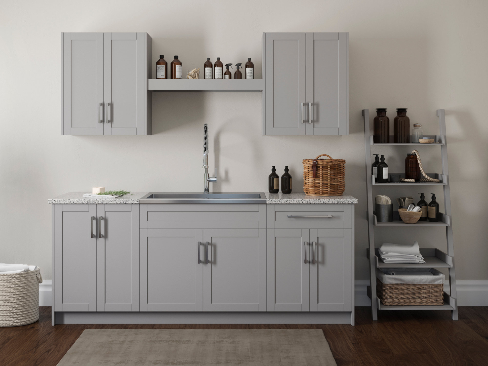 NewAge Products Home Laundry Room Set With Centered Shelf And