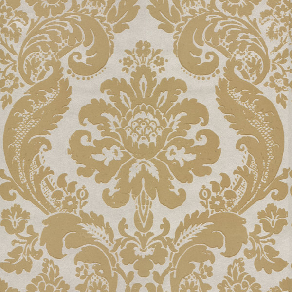 Wallpaper rustic ivory cream gold Metallic Textured Flocking Velvet tree leaves 