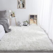 sheepskin rug 2' x 5' white furry throw area rug nursery room carpet SC Love 