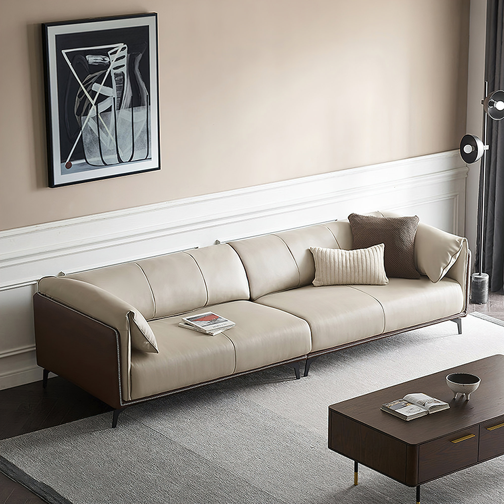 Kantine Børnecenter fly Wrought Studio Beniamino Nordic Luxury Simple Three Seat Faux Leather Sofa  | Wayfair