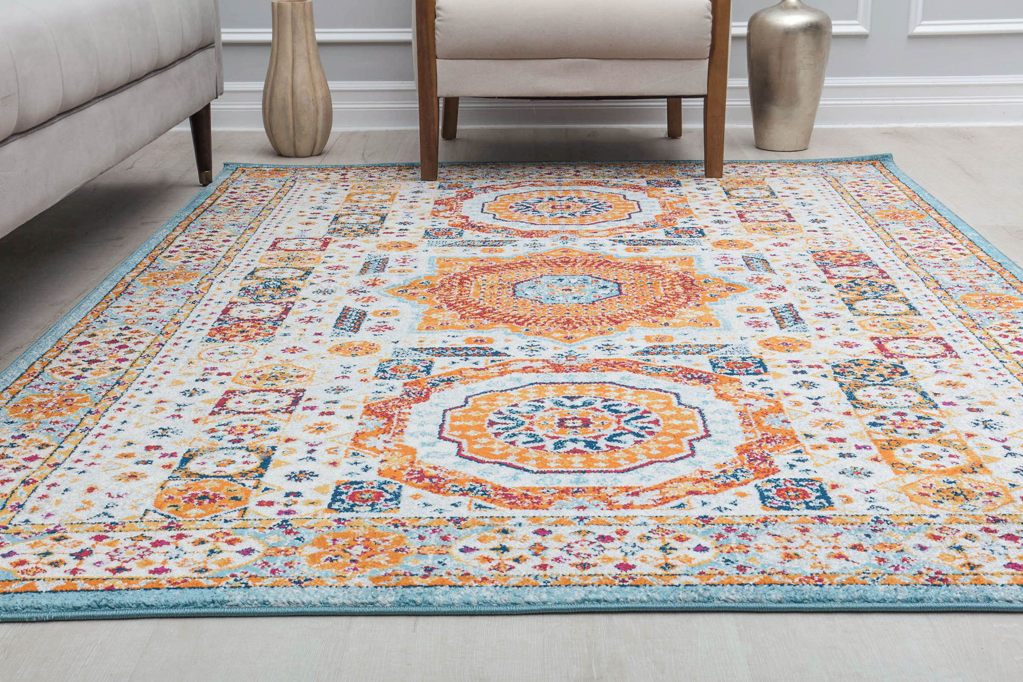 Bungalow Rose Bartolo Oriental Orange/Blue Area Rug & Reviews Wayfair