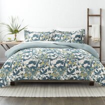 TEAL PRINTED DOUBLE DUVET QUILT COVER BED SET
