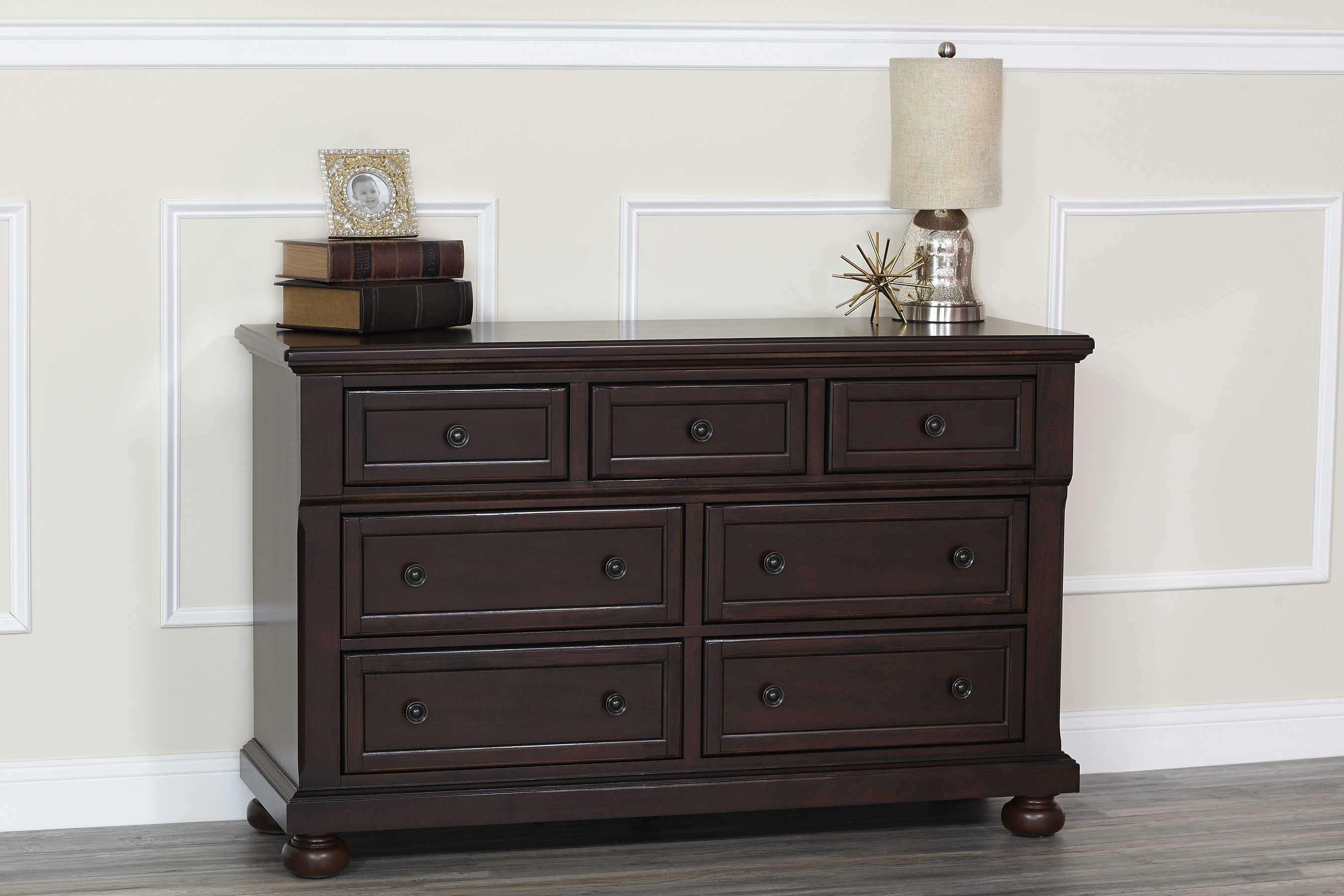 Kingsley Kennedy 56'' Wide 7 Drawer Solid Wood Double Dresser