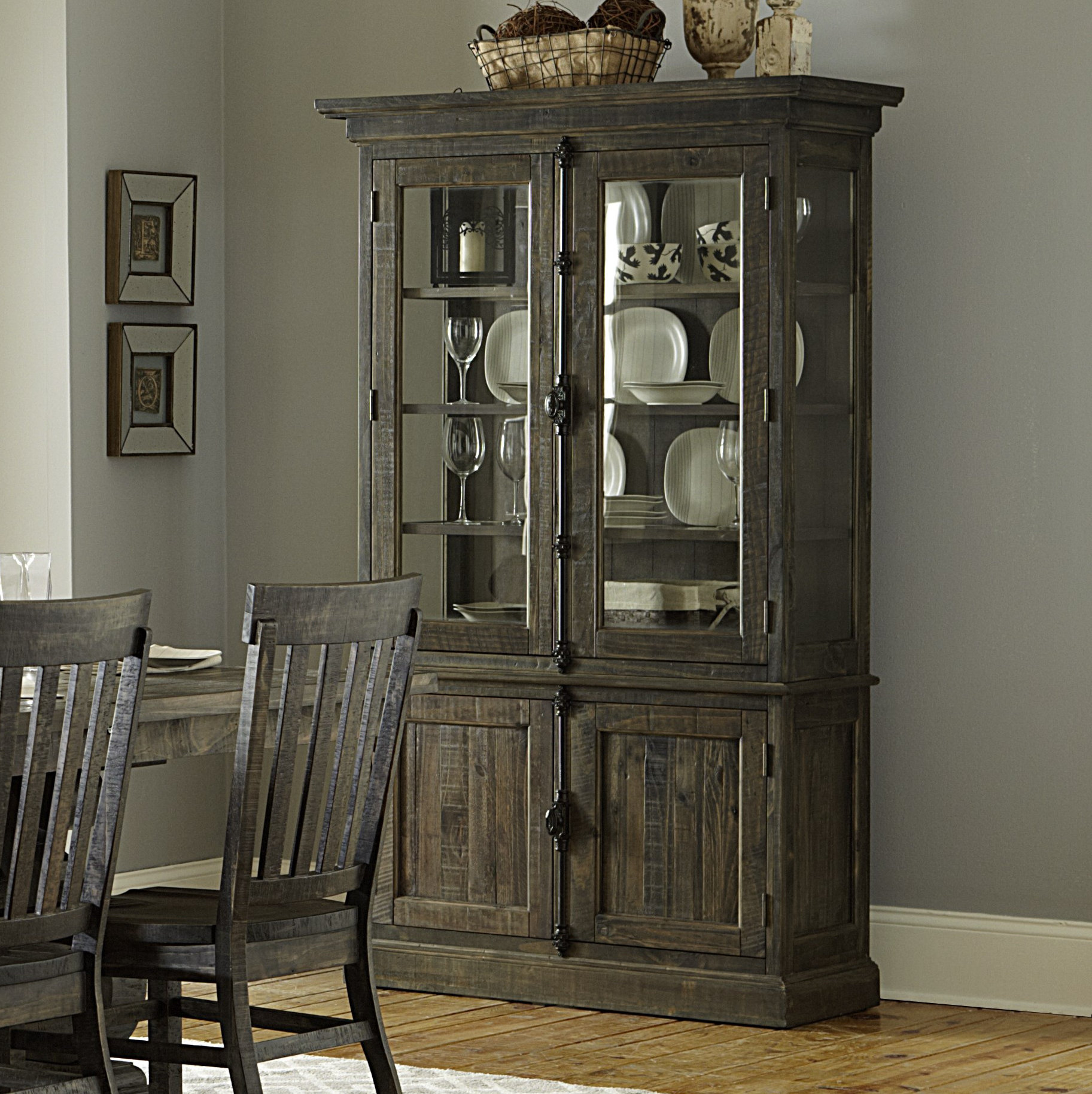 Greyleigh™ Ellenton 44'' Wide Solid Wood China Cabinet with Lighting ...