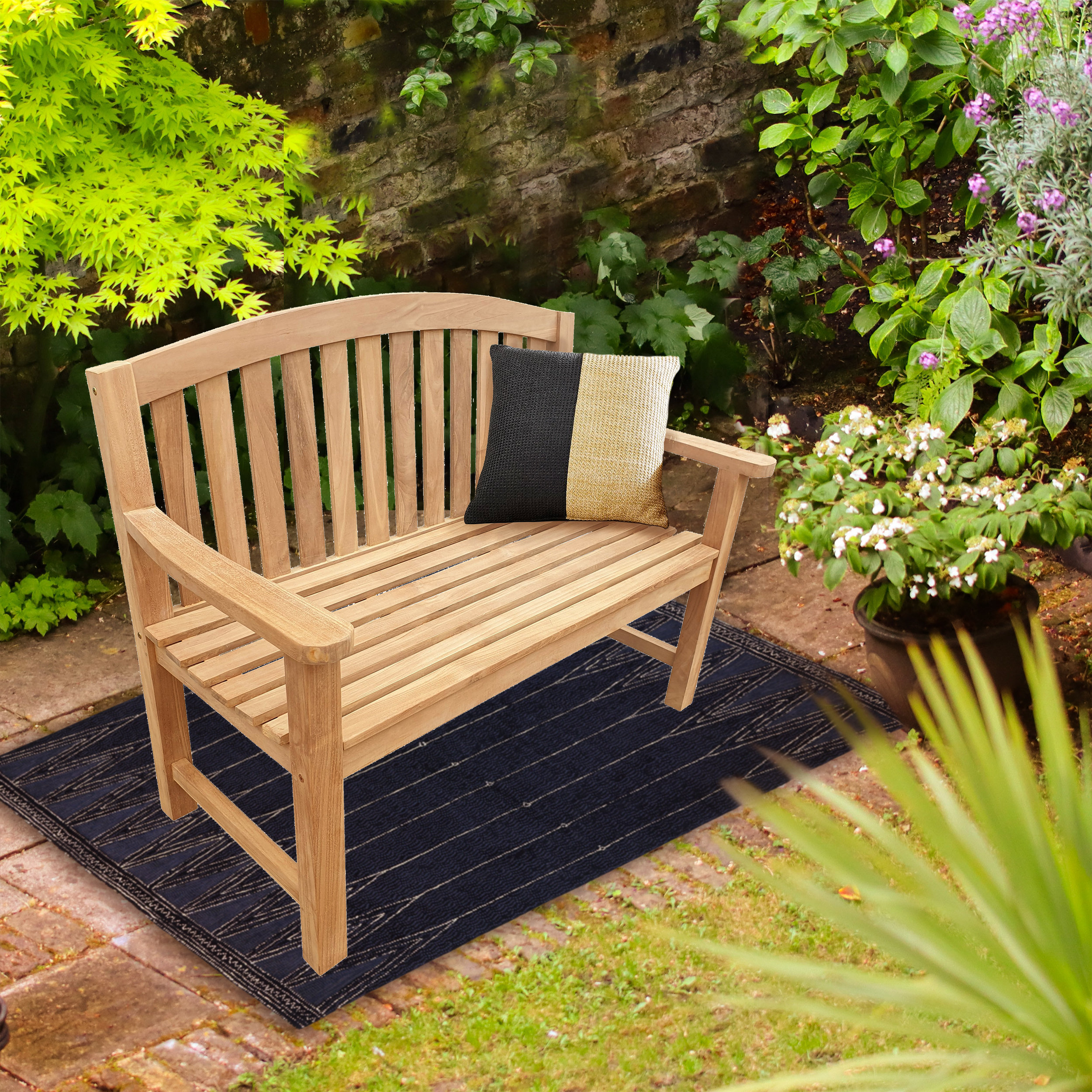 Highland Dunes Cato Teak Outdoor Bench & Reviews | Wayfair