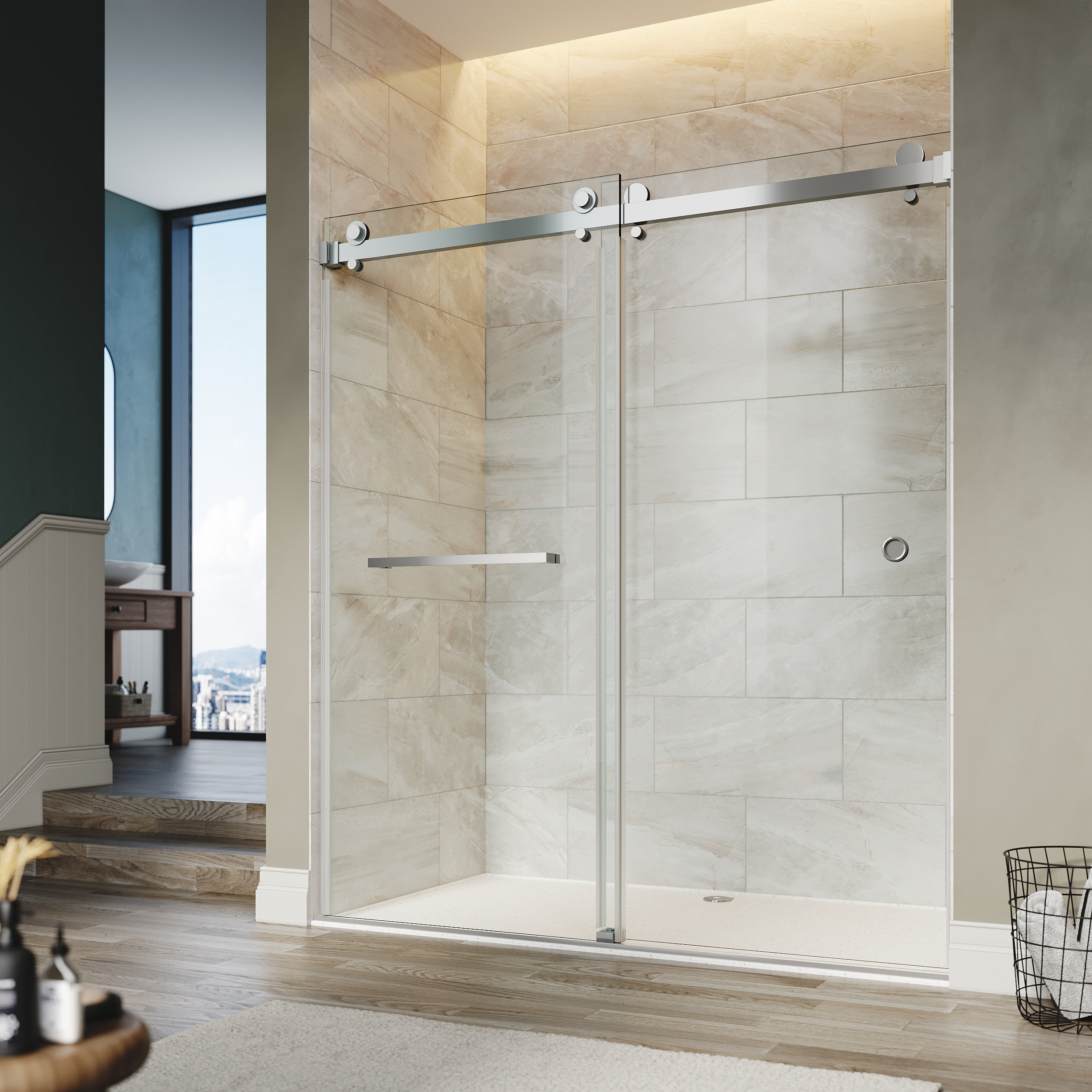 Unikoo 56"60" W x 76" H Double Sliding Frameless Shower Door Wayfair