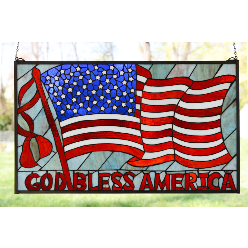 American Flag Stained Glass Window Panel - America Wall Decorations