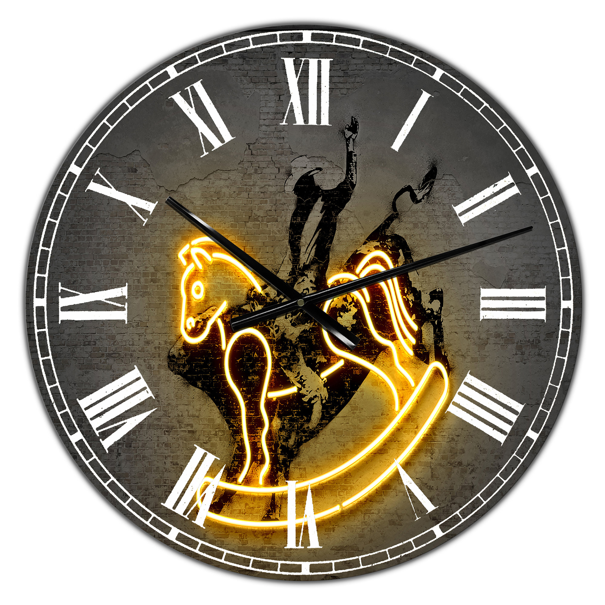 East Urban Home Neon Rodeo Horse - Oversized Modern Wall Clock | Wayfair