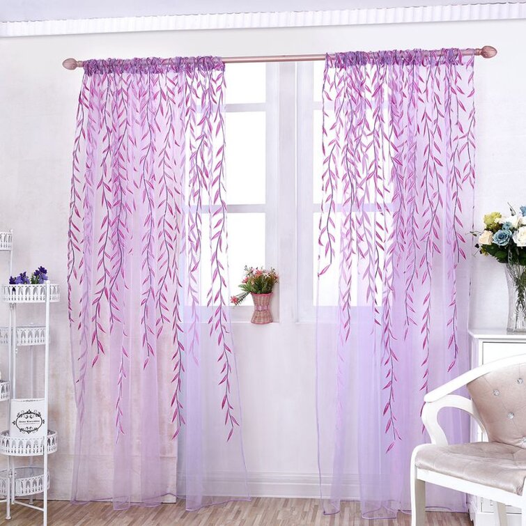 Grommet Voile Floral Lace Sheer Window Curtain Door Curtain Drape Panel 39"x 78" 