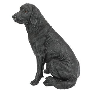 Bronze garden decor Beautiful bronze statue of a sitting dog labrador