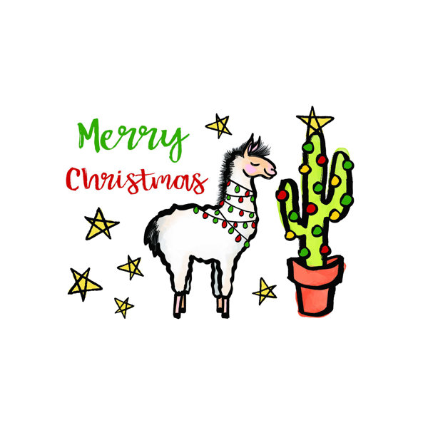 Loon Peak® Feliz Navidad Llama Cactus - Wrapped Canvas Print | Wayfair