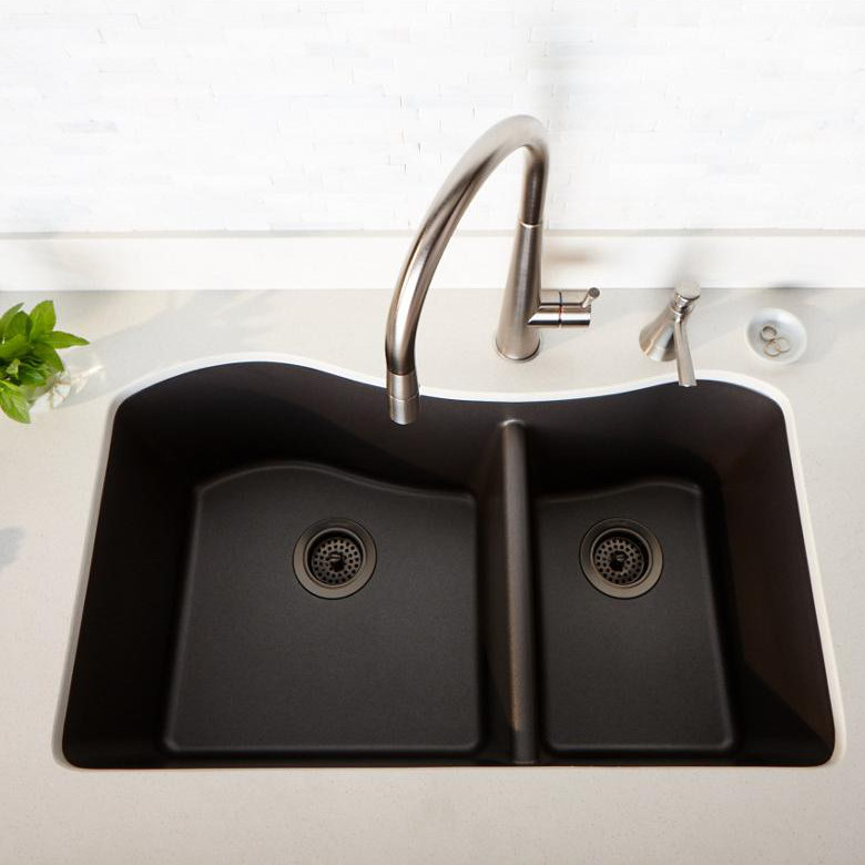Elkay Quartz Luxe 20'' W Double Bowl Quartz Undermount Kitchen Sink ...