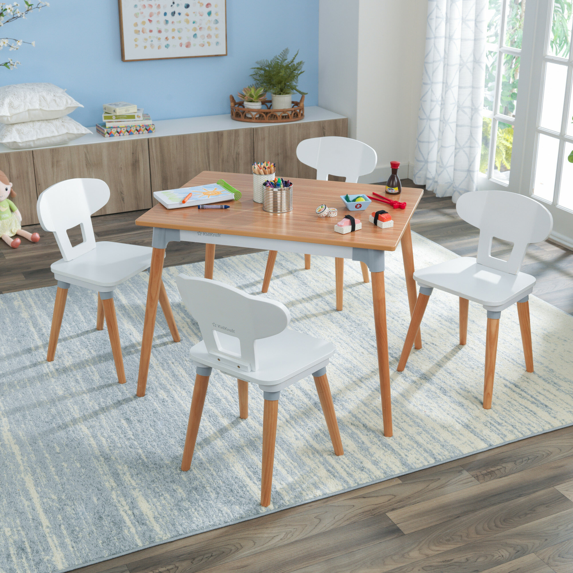 Kidkraft 26166 Round Table and Chair Set White/gray for sale online 